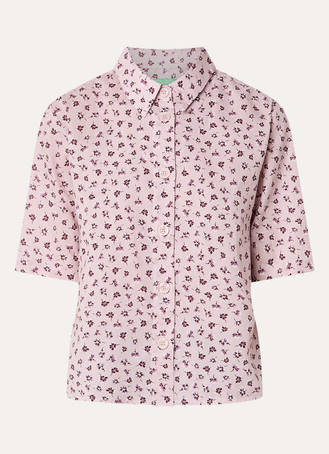 Benetton Blouse met print - voorkant oudroze