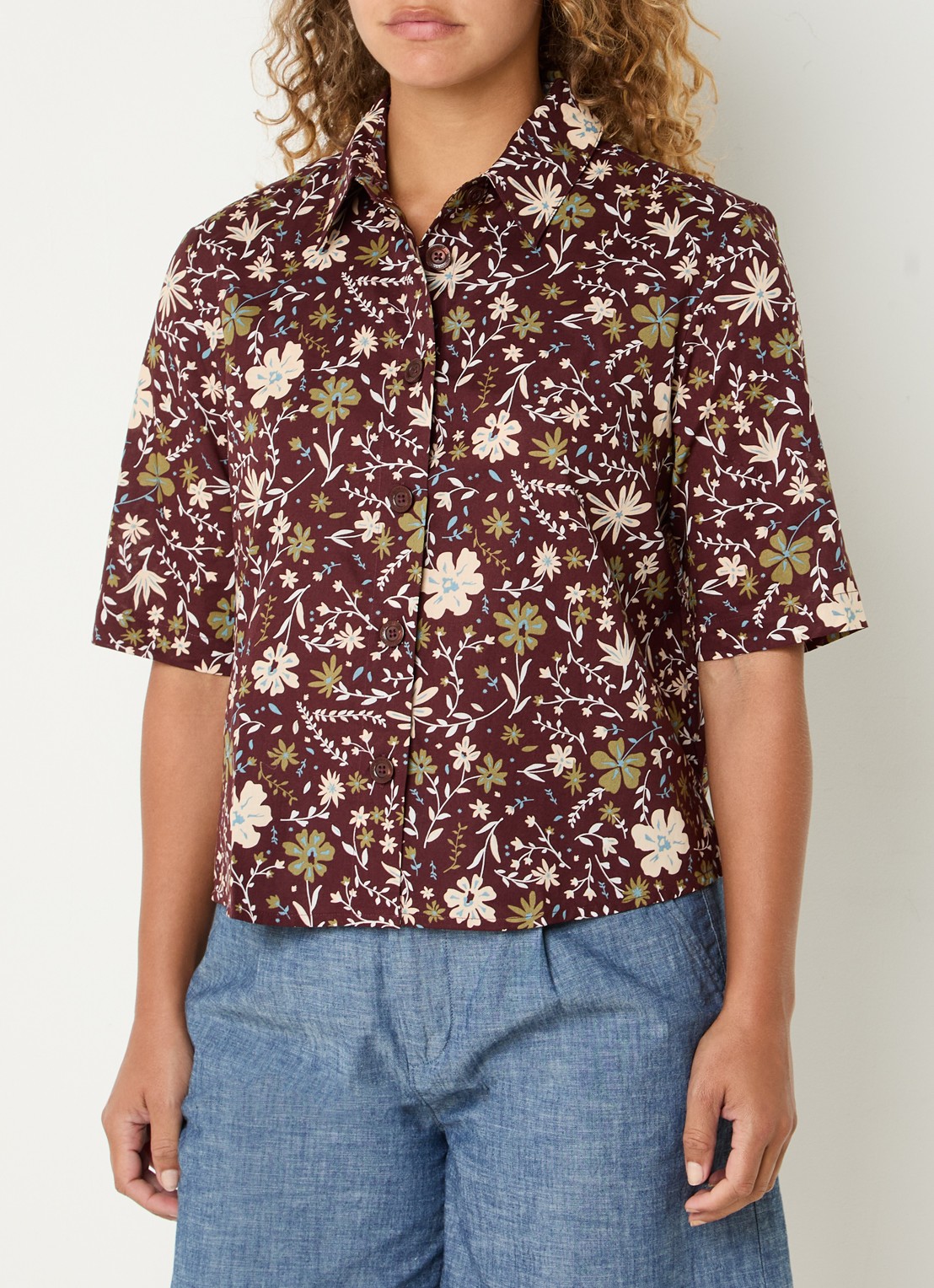 Benetton Blouse met print - detail roodbruin