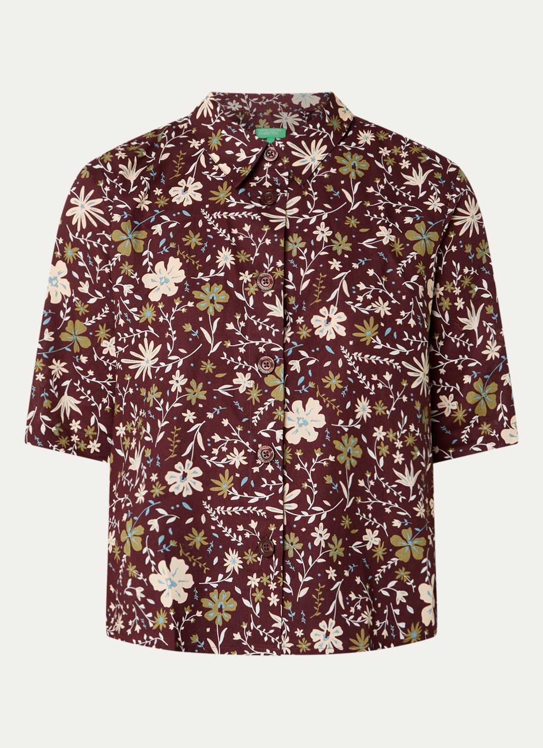 Benetton Blouse met print - voorkant 3 roodbruin