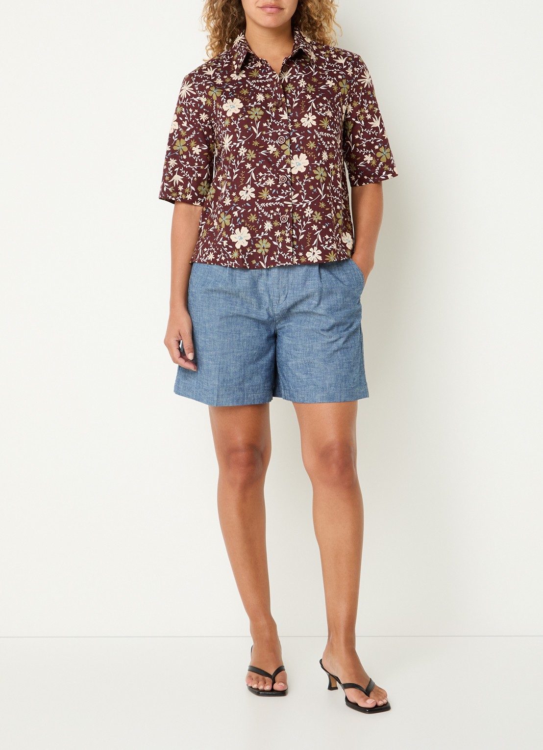 Benetton Blouse met print - voorkant 4 roodbruin