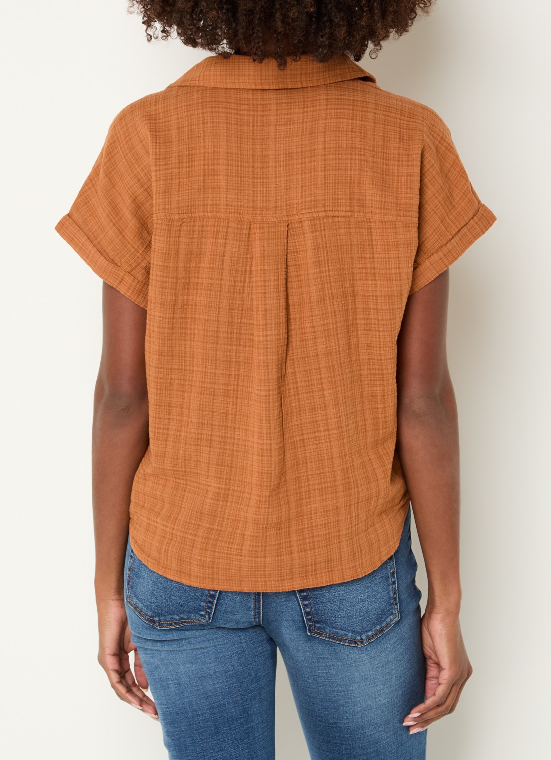 Benetton Blouse met ruitdessin en strikdetail - achterkant 4 oranje