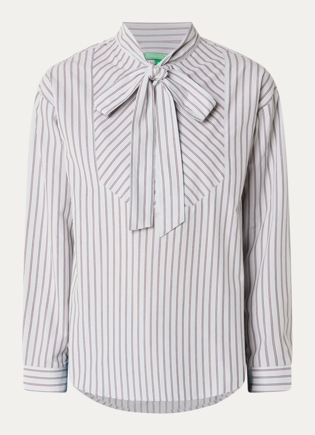 Benetton Blouse met sjaalkraag en streepprint - voorkant lichtroze