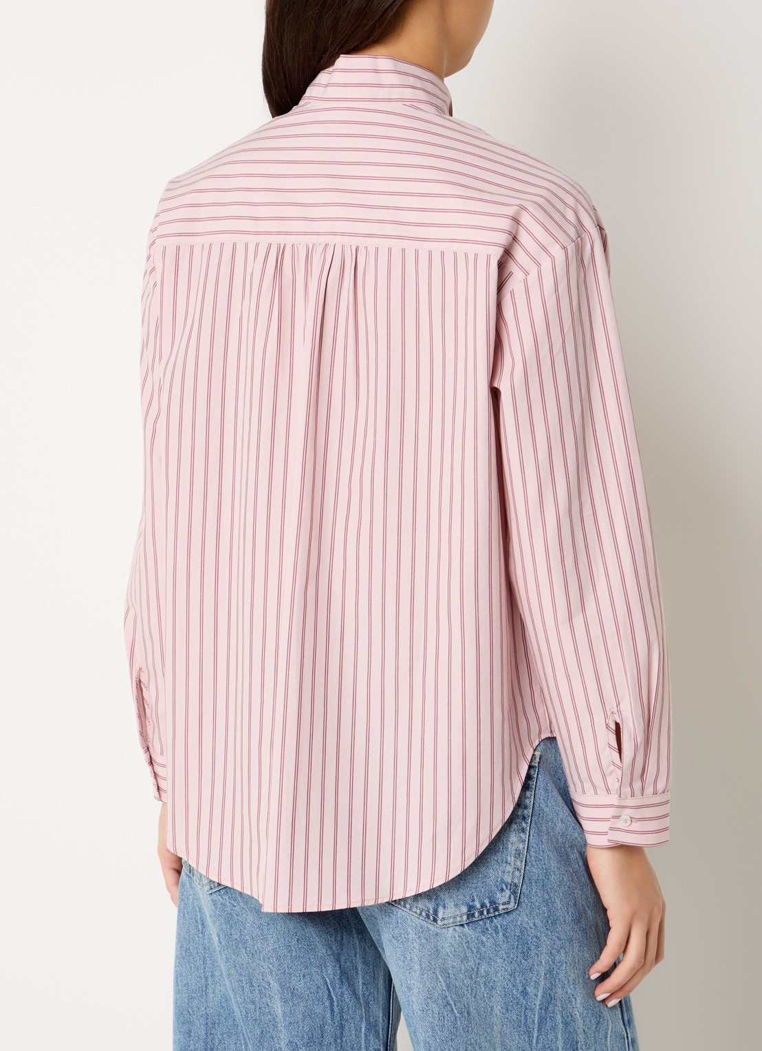 Benetton Blouse met sjaalkraag en streepprint - achterkant 4 lichtblauw