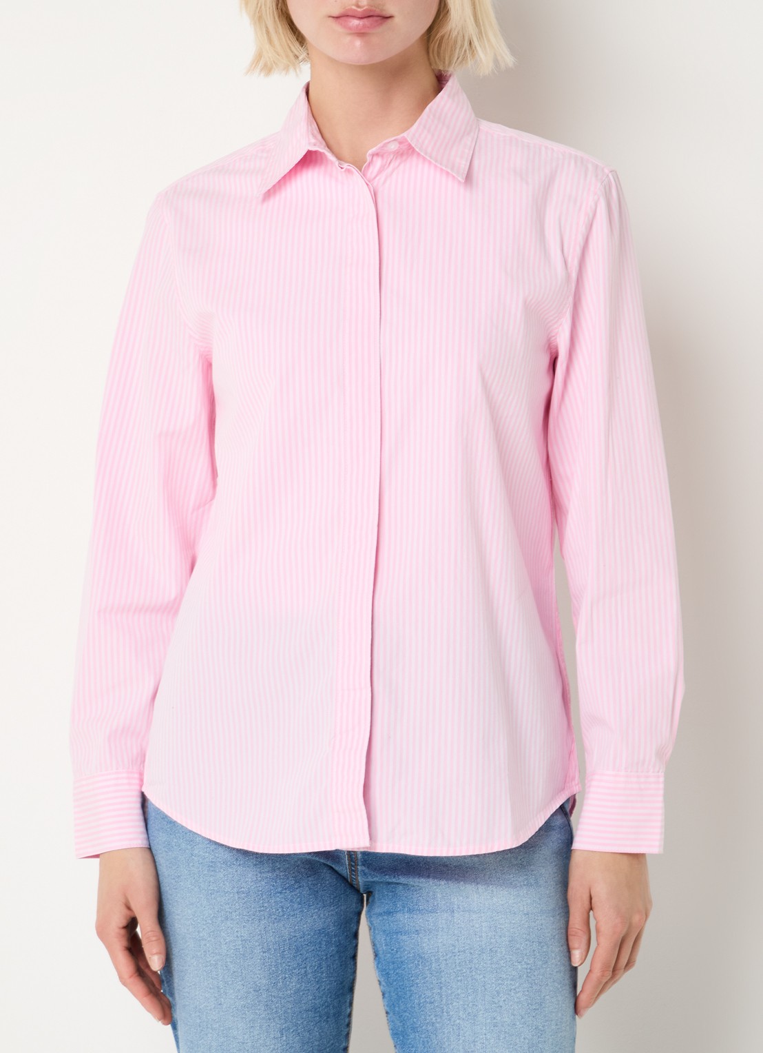Benetton Blouse met streepprint - detail 4 roze