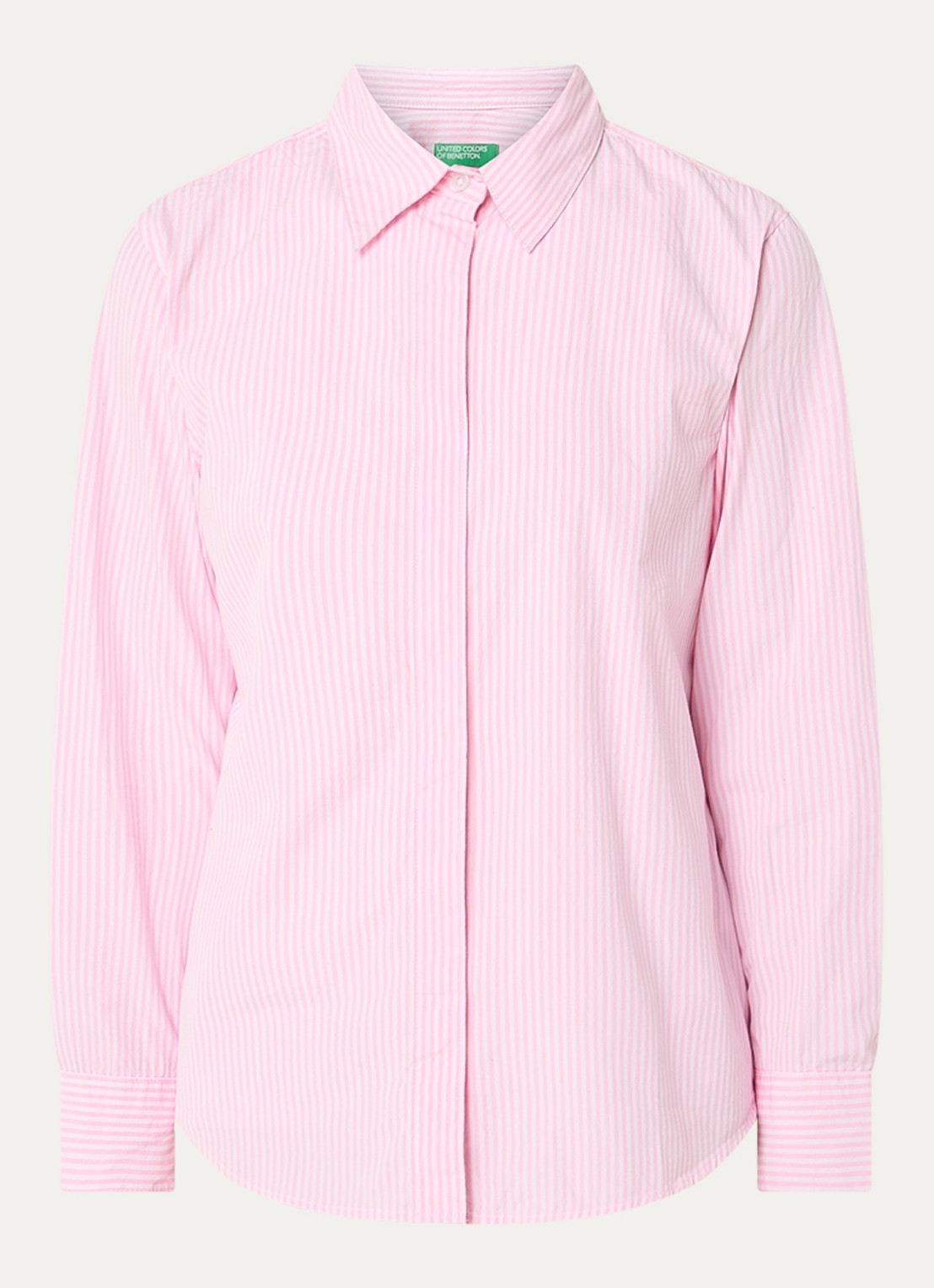 Benetton Blouse met streepprint - voorkant roze