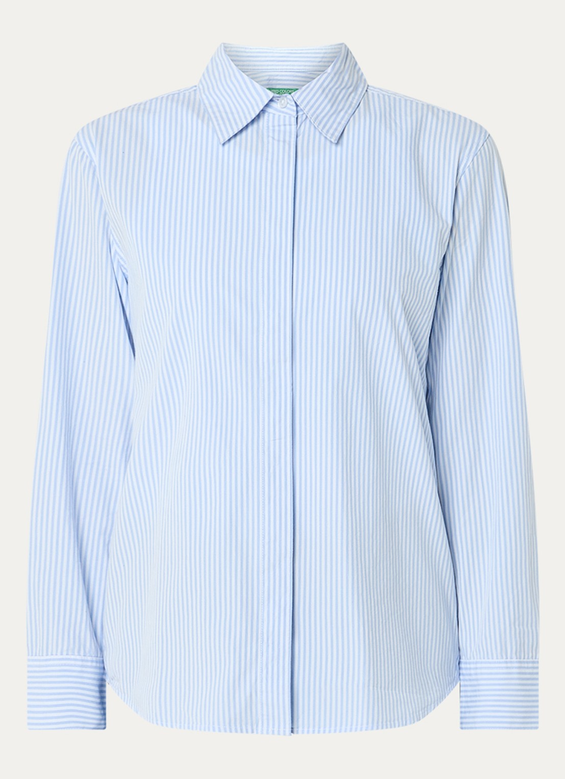 Benetton Blouse met streepprint - voorkant 2 lichtblauw