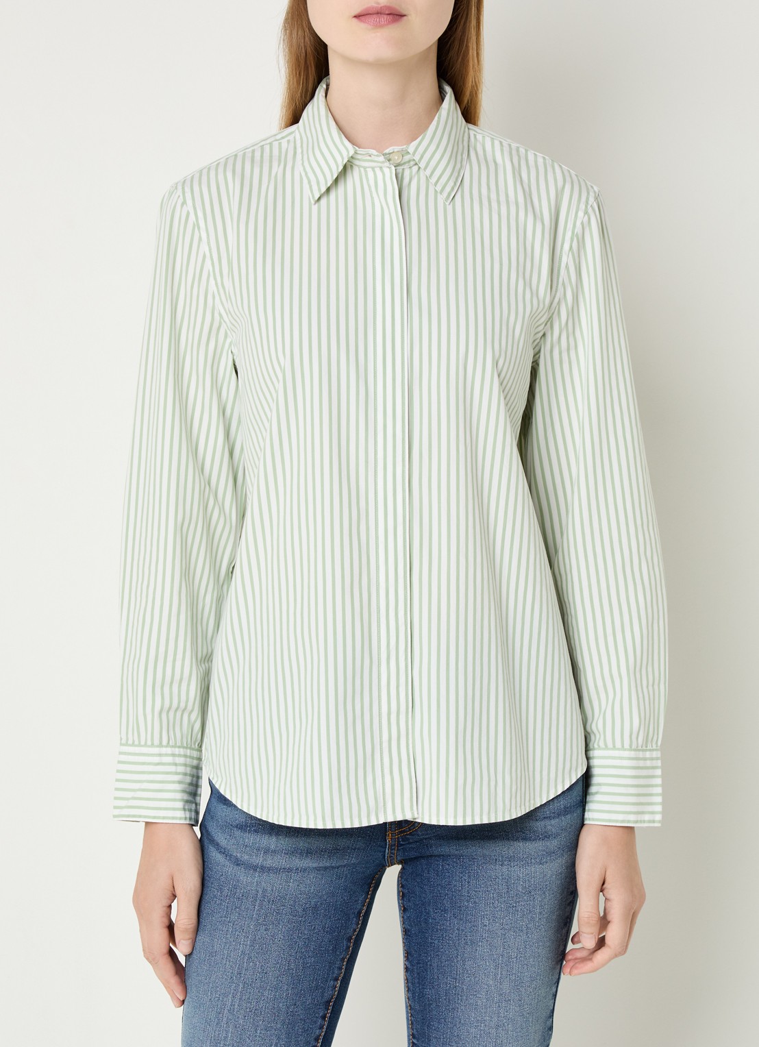 Benetton Blouse met streepprint - detail 3 lichtgroen