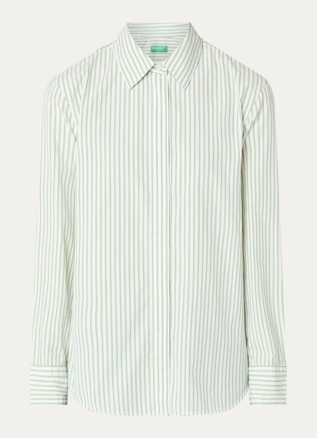 Benetton Blouse met streepprint - voorkant lichtgroen