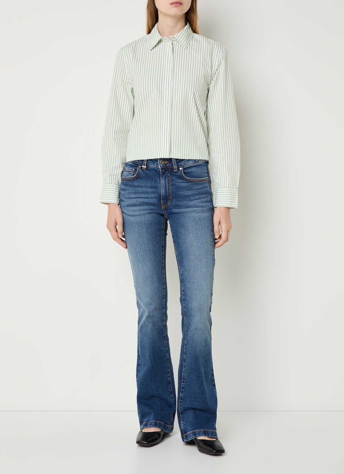 Benetton Blouse met streepprint - voorkant 2 lichtgroen