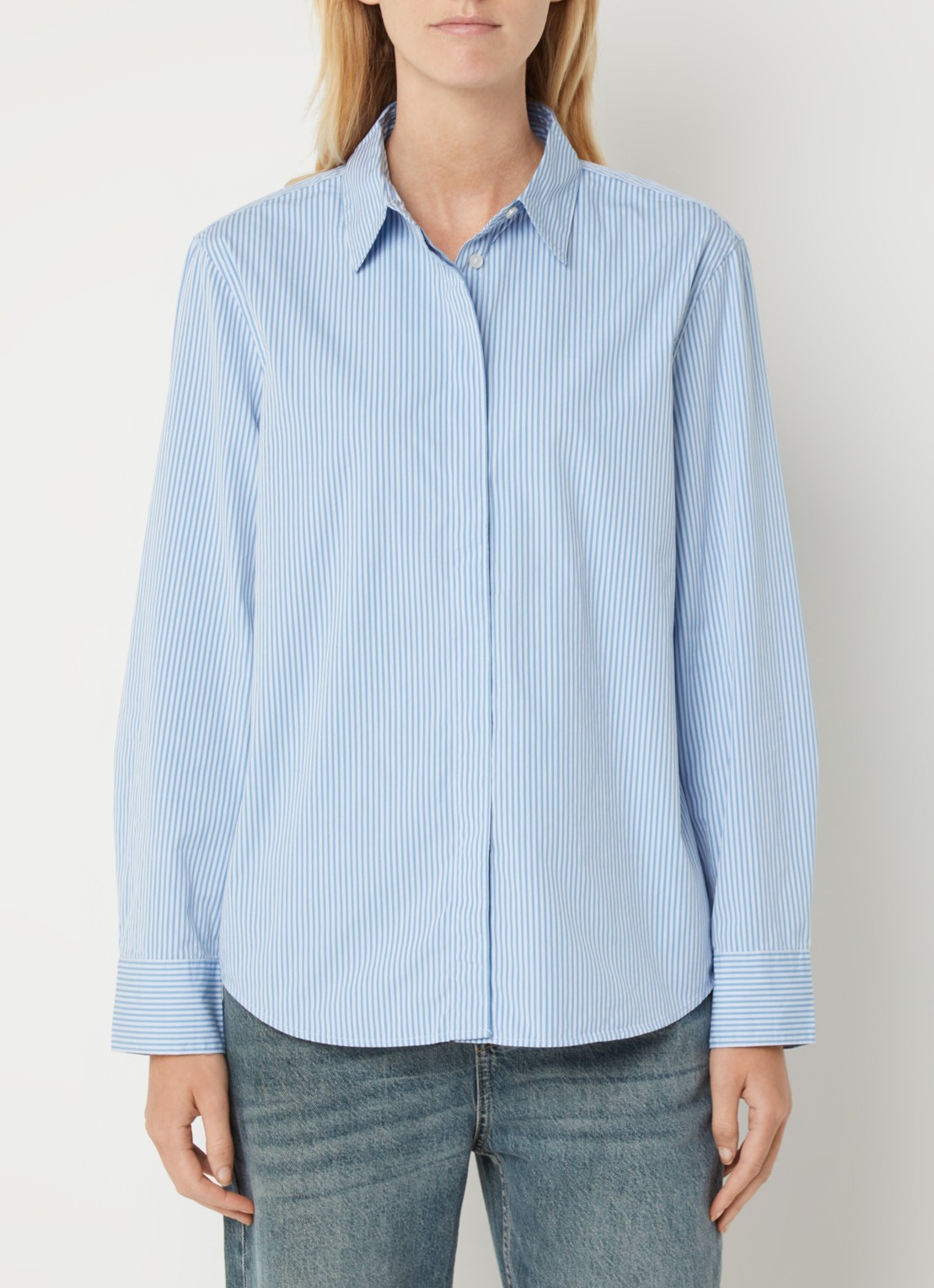 Benetton Blouse met streepprint - detail donkerblauw