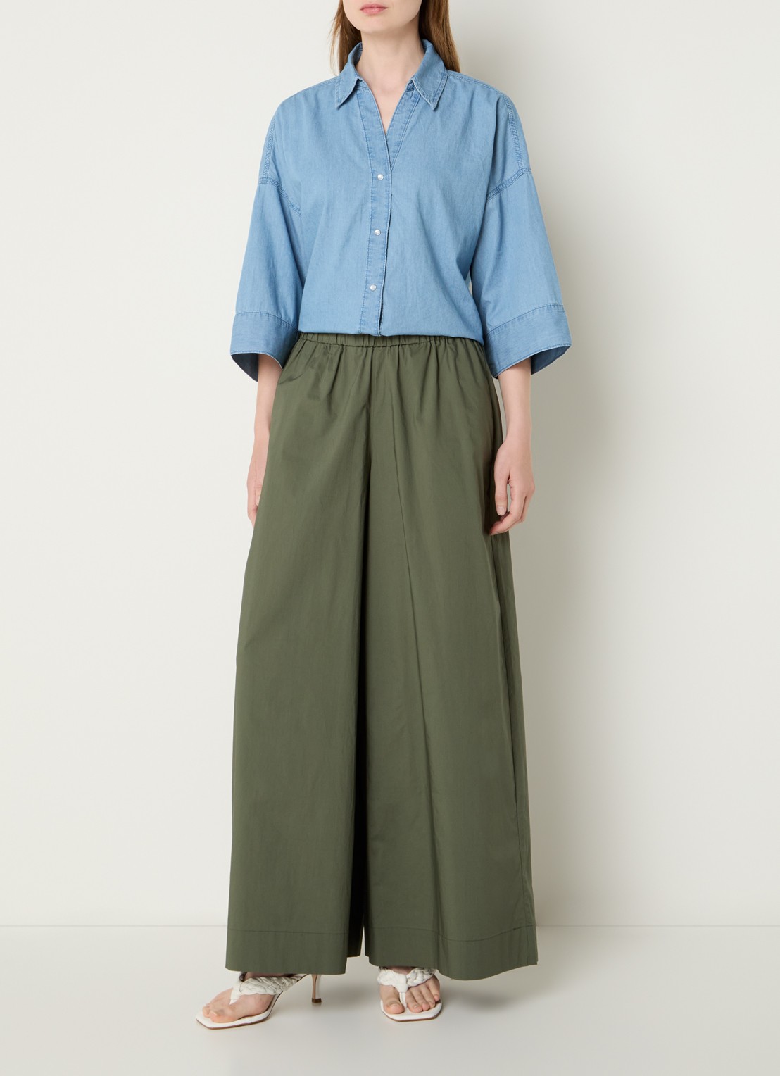 Benetton Blouse met V-hals - voorkant 2 blauwgrijs
