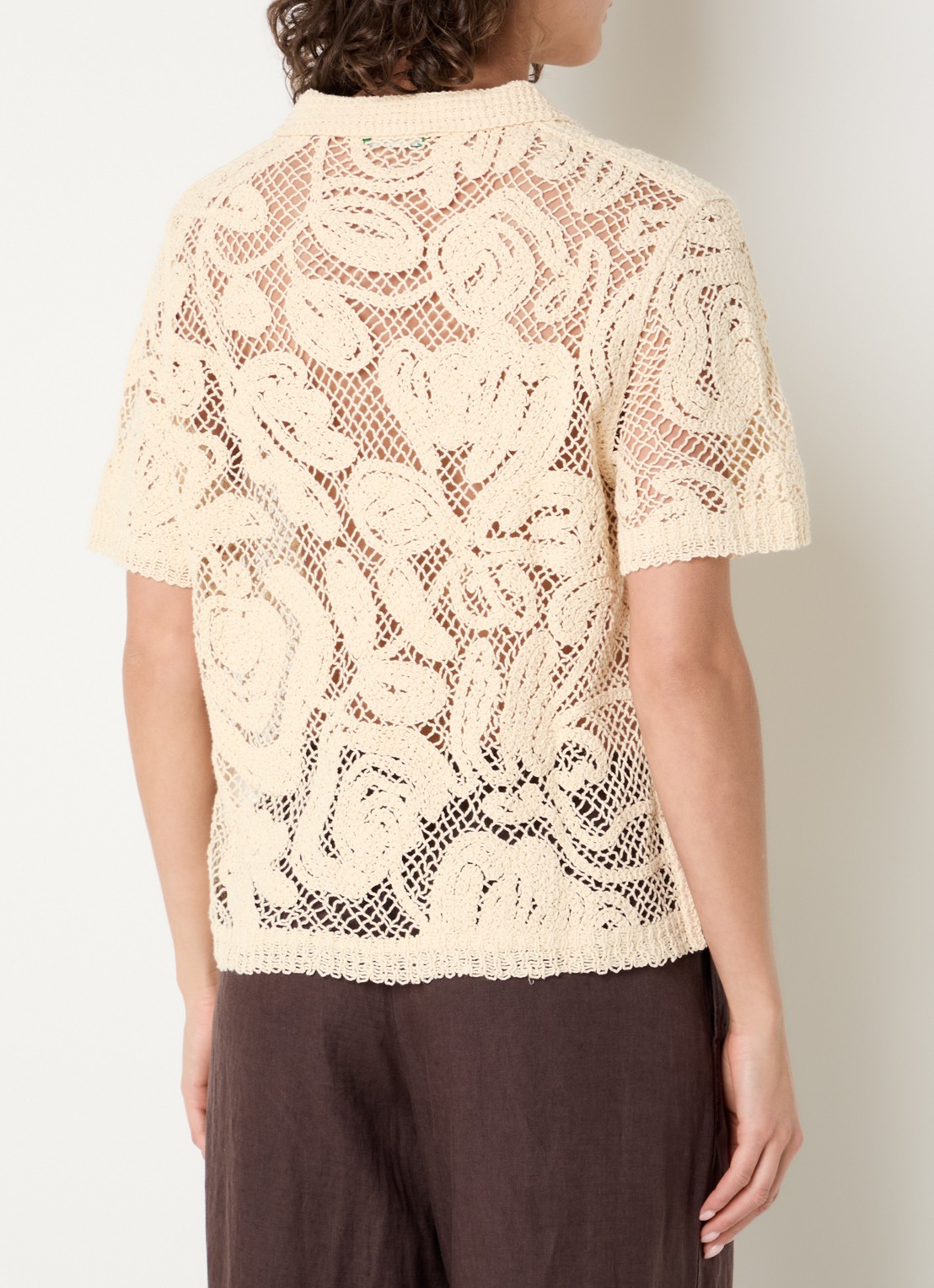 Benetton Blouse van crochet - achterkant 2 vanillegeel