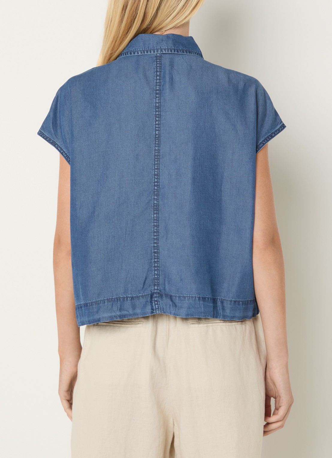 Benetton Blouse van denim met borstzakken - achterkant jeans