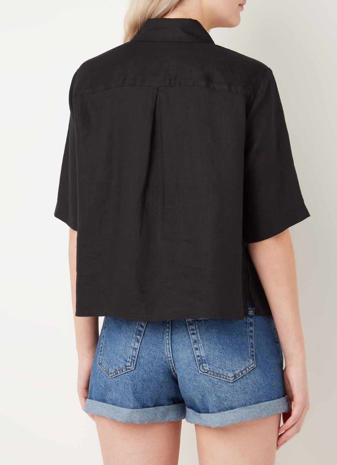 Benetton Blouse van linnen  - achterkant 4 zwart