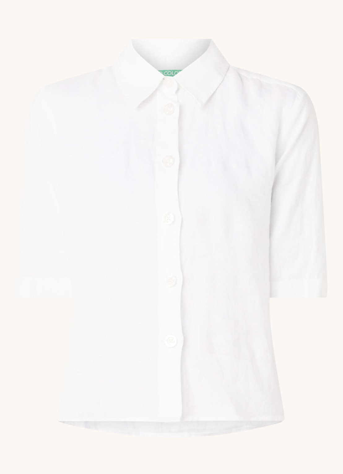 Benetton Blouse van linnen  - voorkant gebroken wit