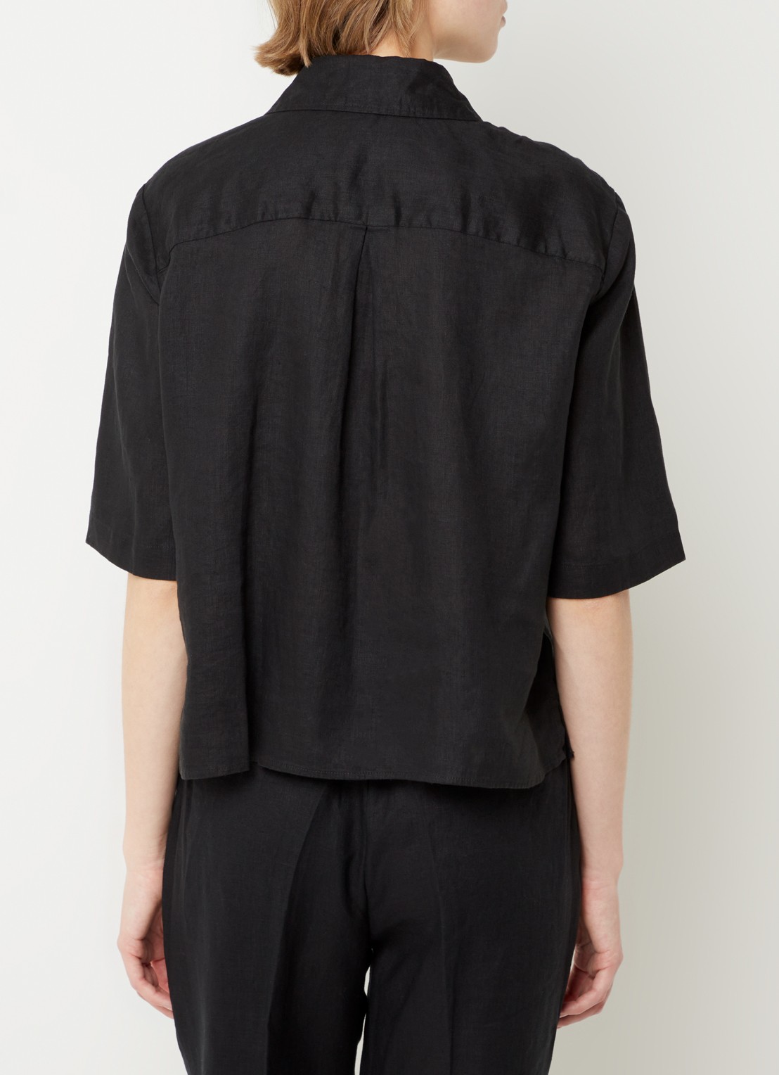 Benetton Blouse van linnen  - achterkant 5 zwart