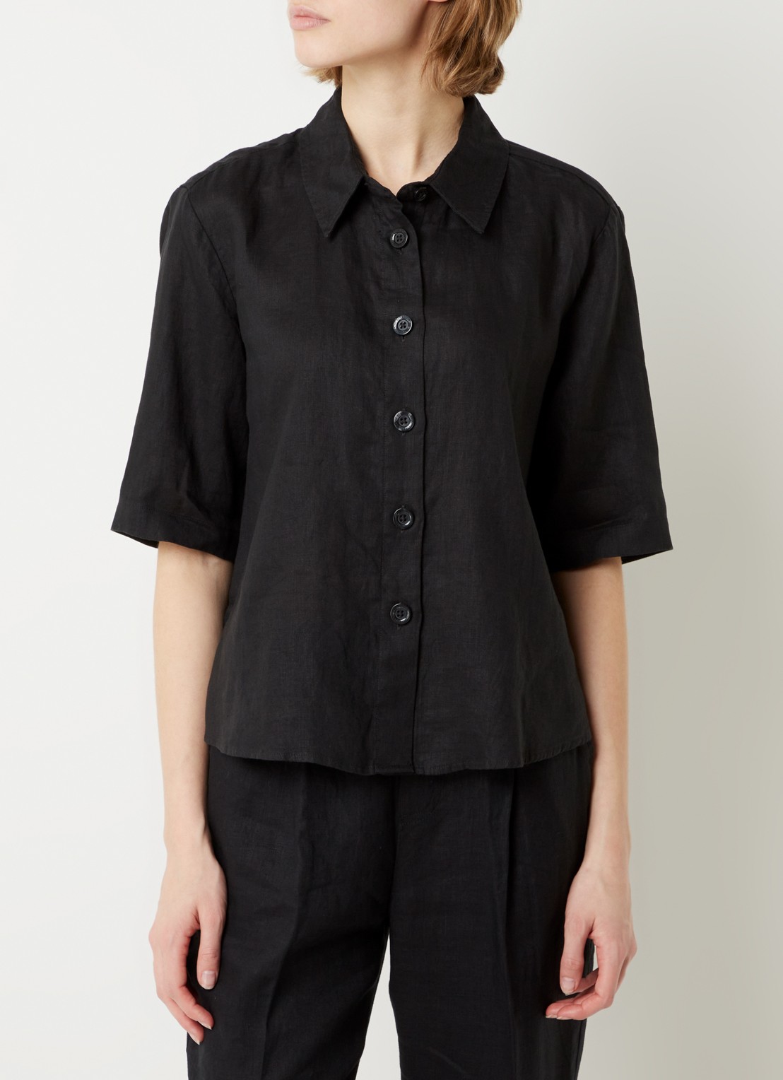 Benetton Blouse van linnen  - detail 7 zwart