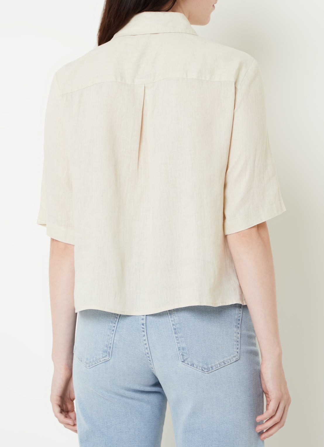 Benetton Blouse van linnen  - achterkant 3 zand