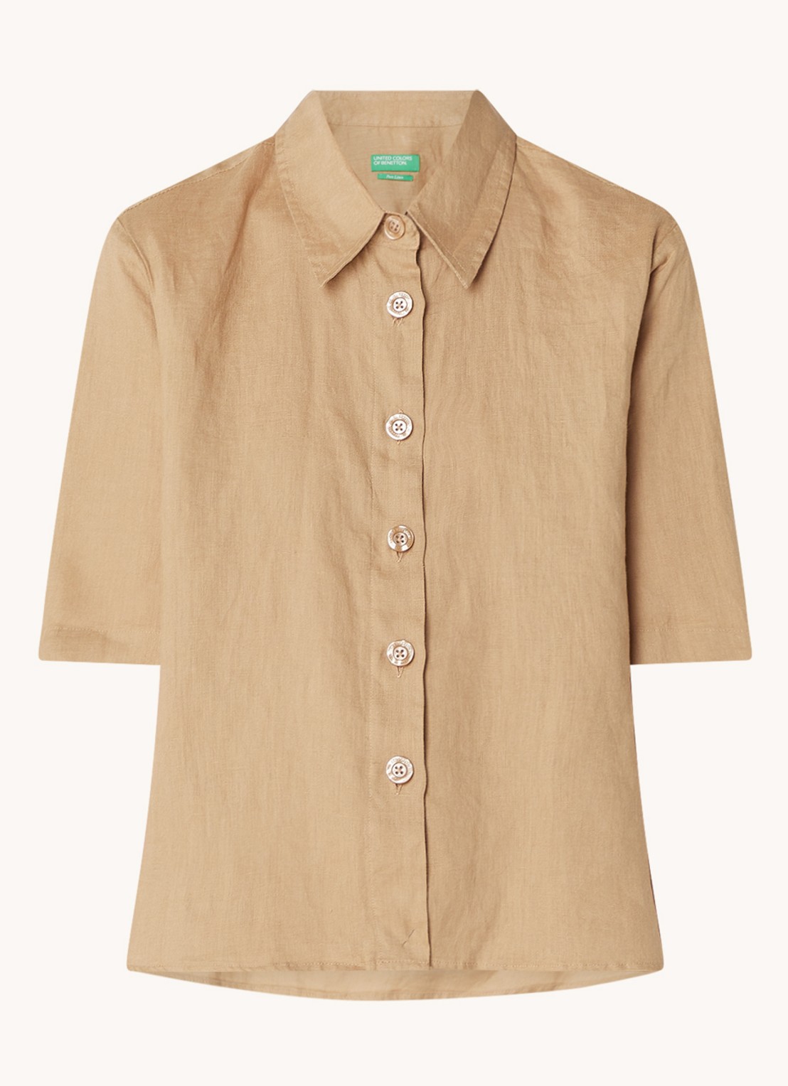Benetton Blouse van linnen  - voorkant 3 bruin