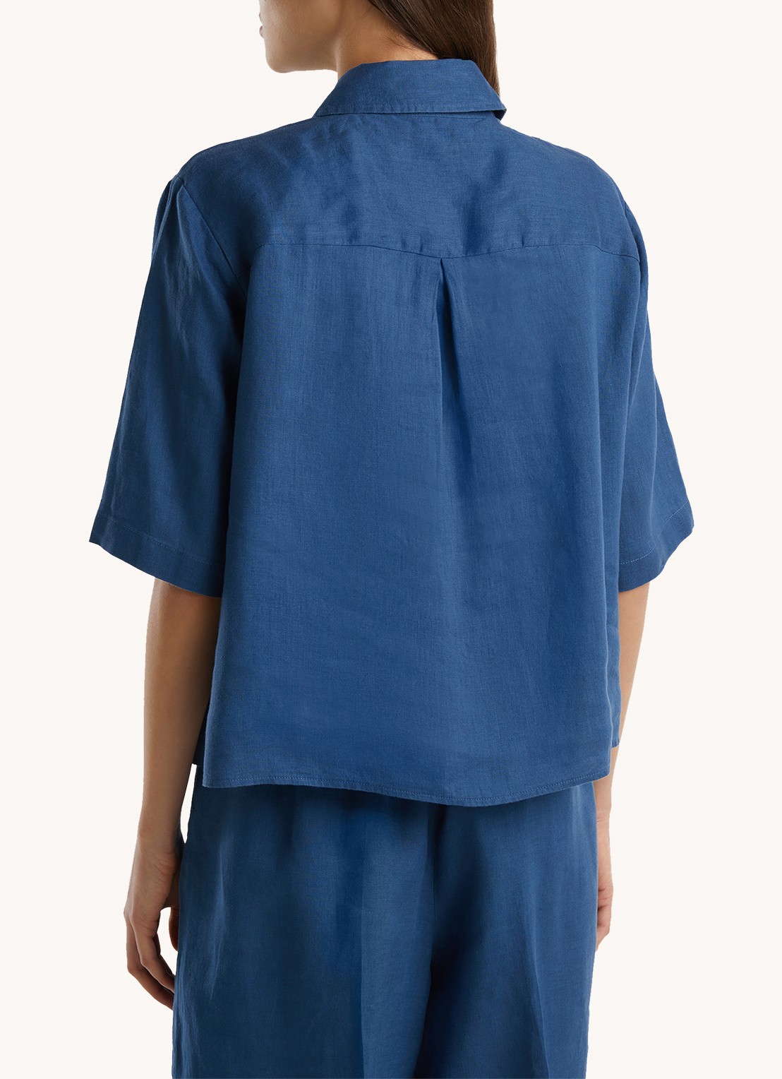 Benetton Blouse van linnen  - achterkant 5 kobaltblauw