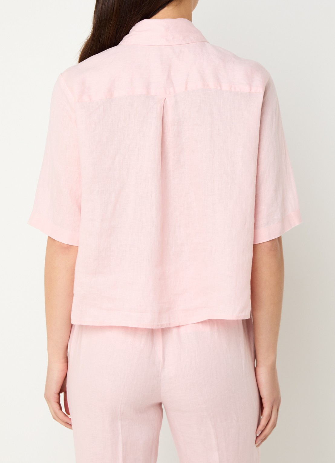 Benetton Blouse van linnen  - achterkant zalmroze