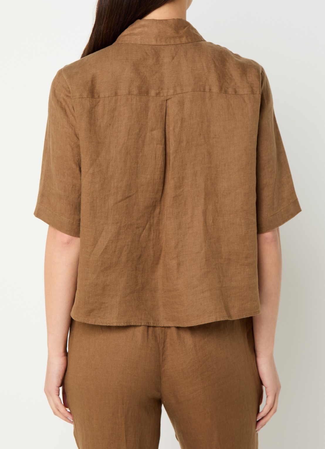 Benetton Blouse van linnen  - achterkant 2 cognac