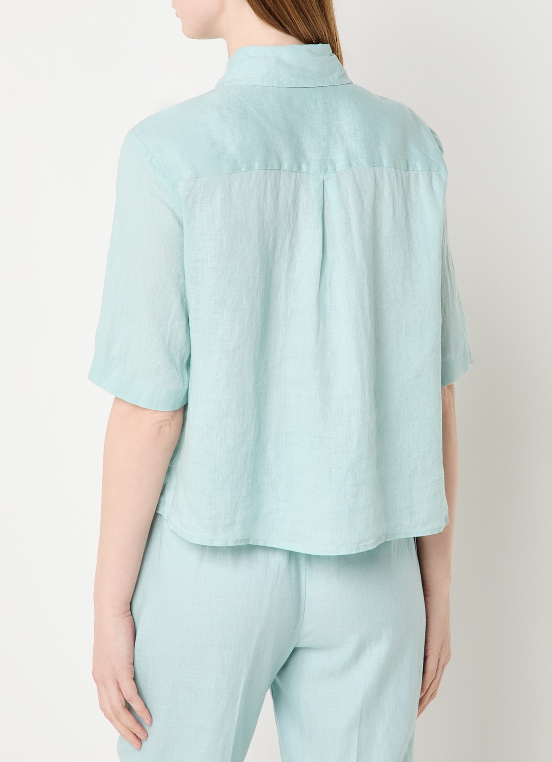 Benetton Blouse van linnen  - achterkant turquoise