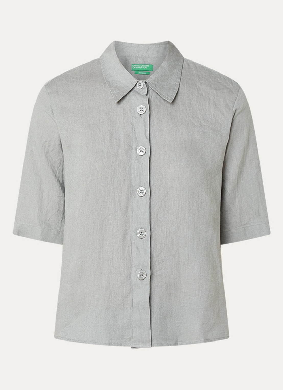 Benetton Blouse van linnen  - voorkant grijs