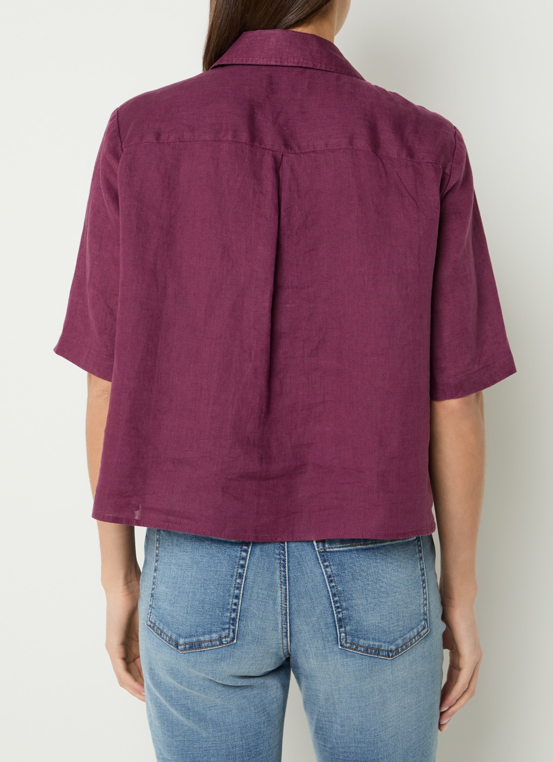 Benetton Blouse van linnen  - achterkant 4 aubergine