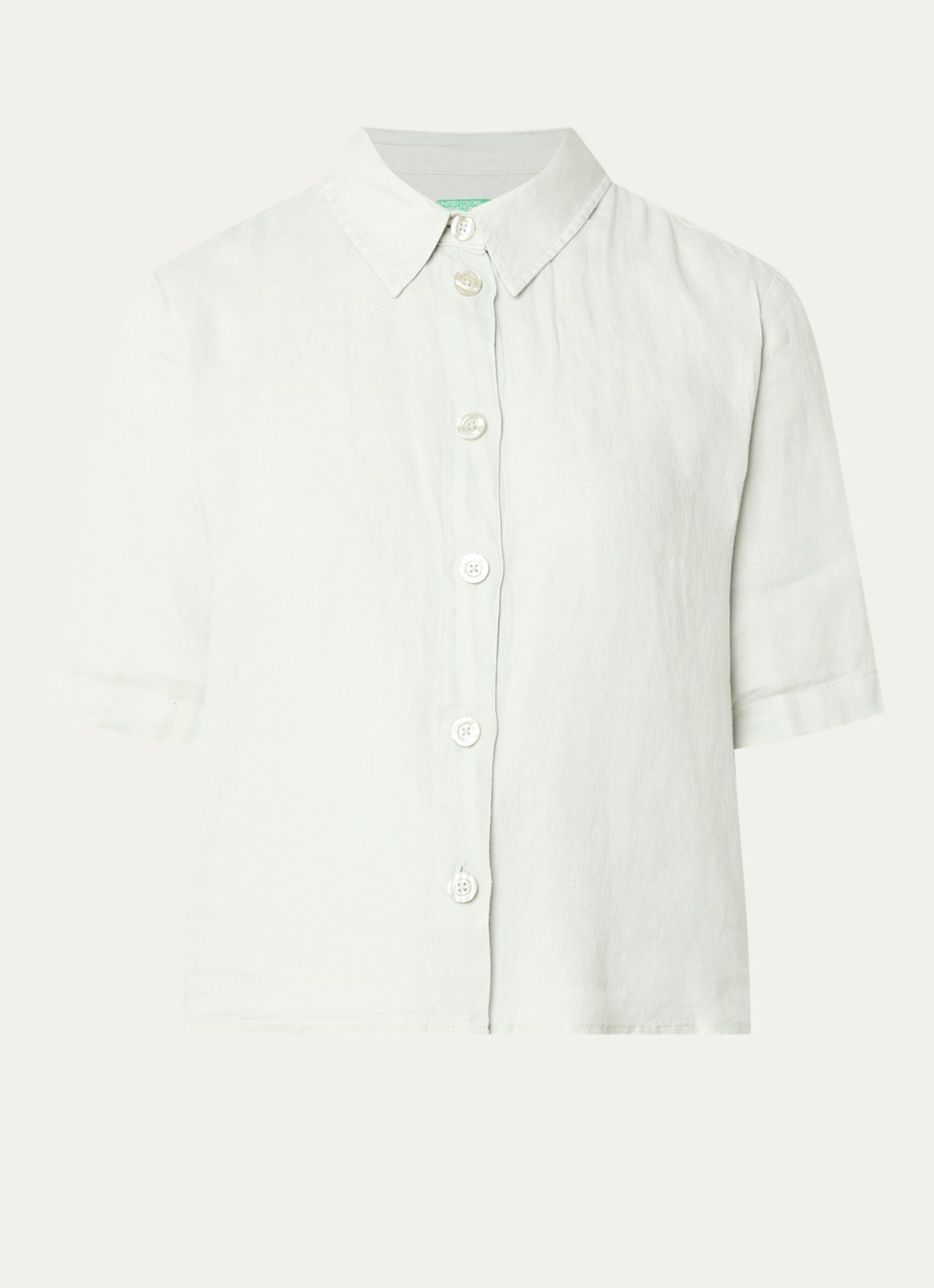 Benetton Blouse van linnen  - voorkant 3 lichtgroen