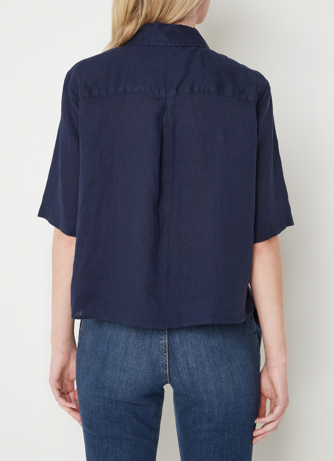 Benetton Blouse van linnen  - achterkant 4 blauw