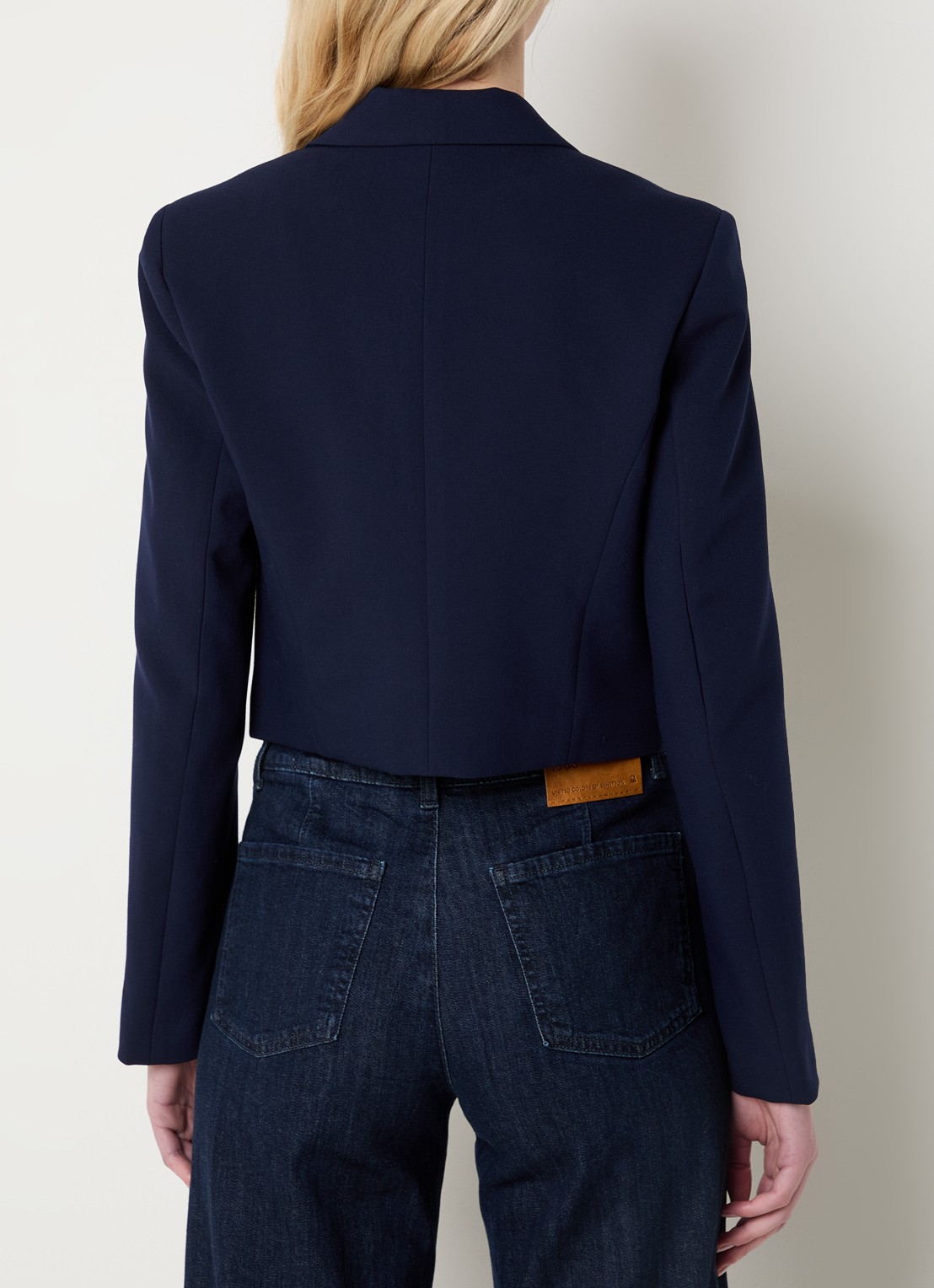 Benetton Cropped blazer met klepzakken - achterkant donkerblauw