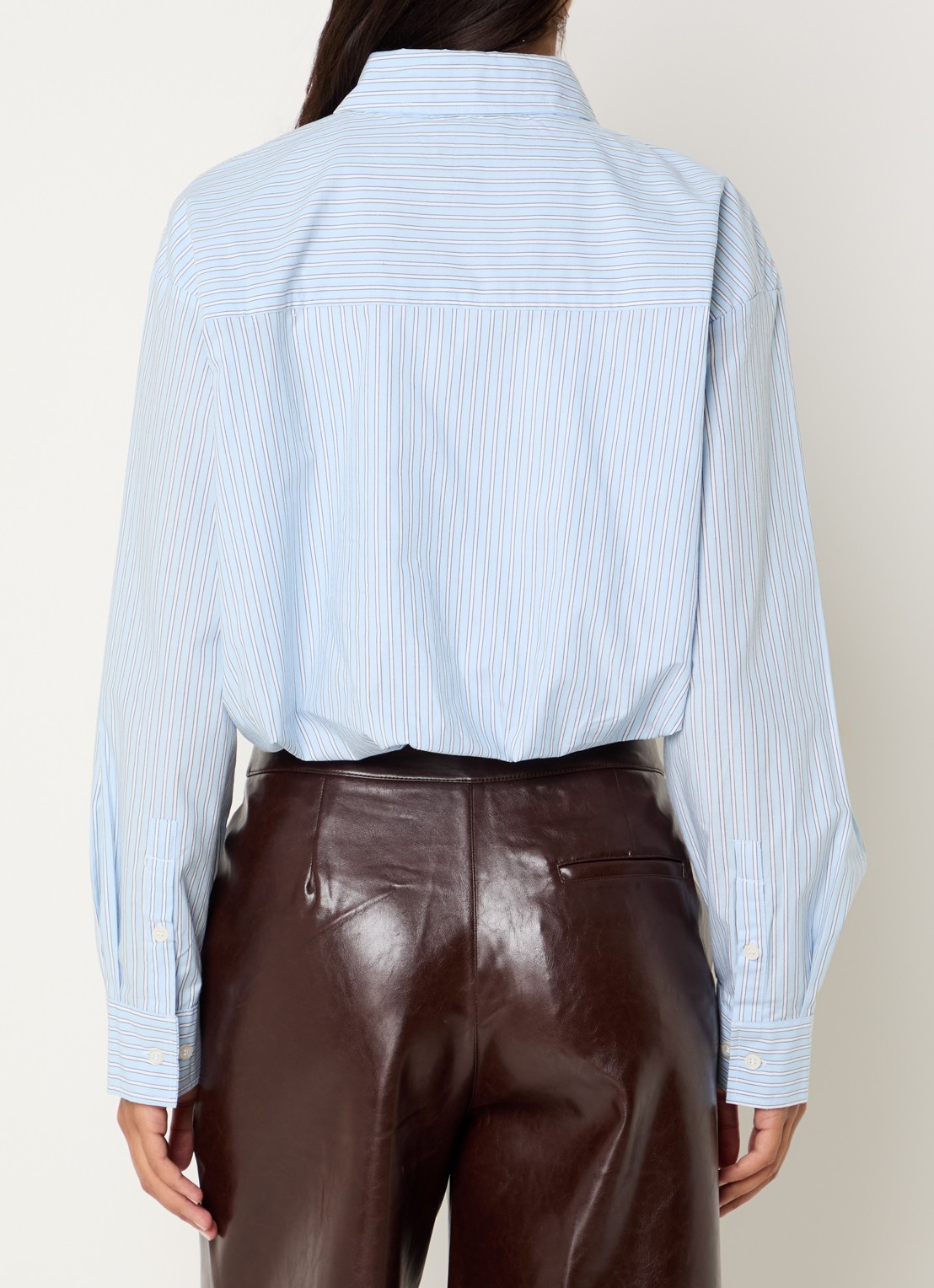Benetton Cropped blouse met streepprint - achterkant 2 lichtblauw