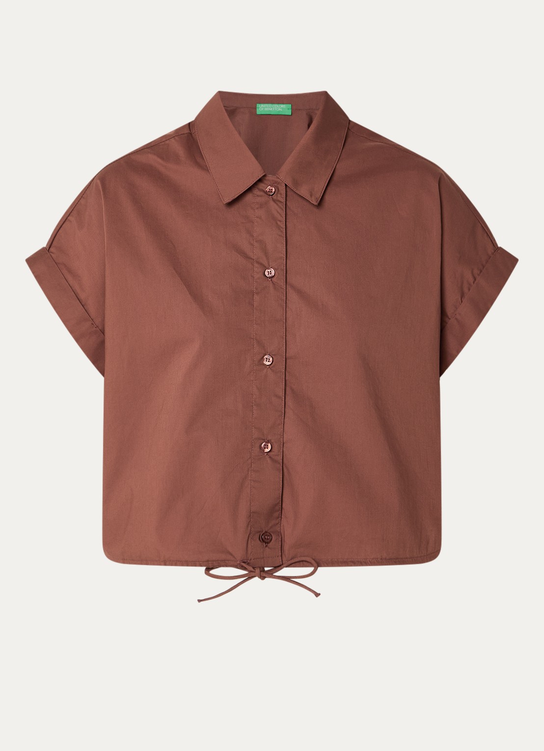 Benetton Cropped blouse met strikdetail - voorkant 2 bruin