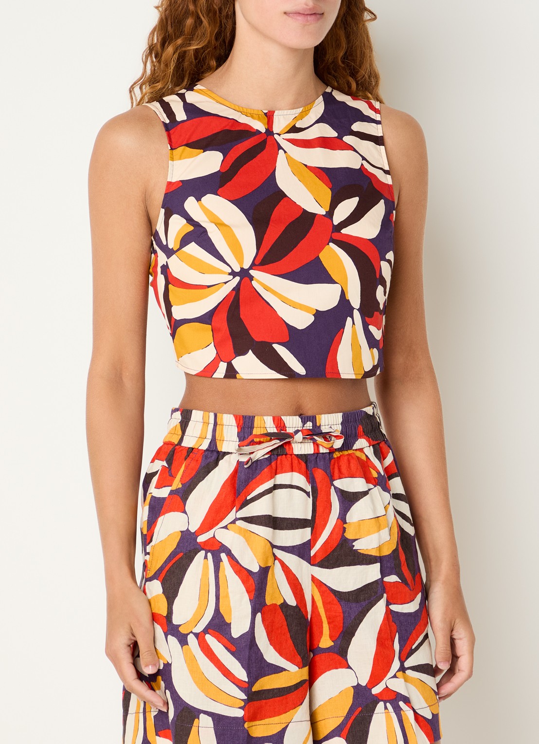 Benetton Cropped mouwloze top met print en gestrikt detail - achterkant 2 oranje