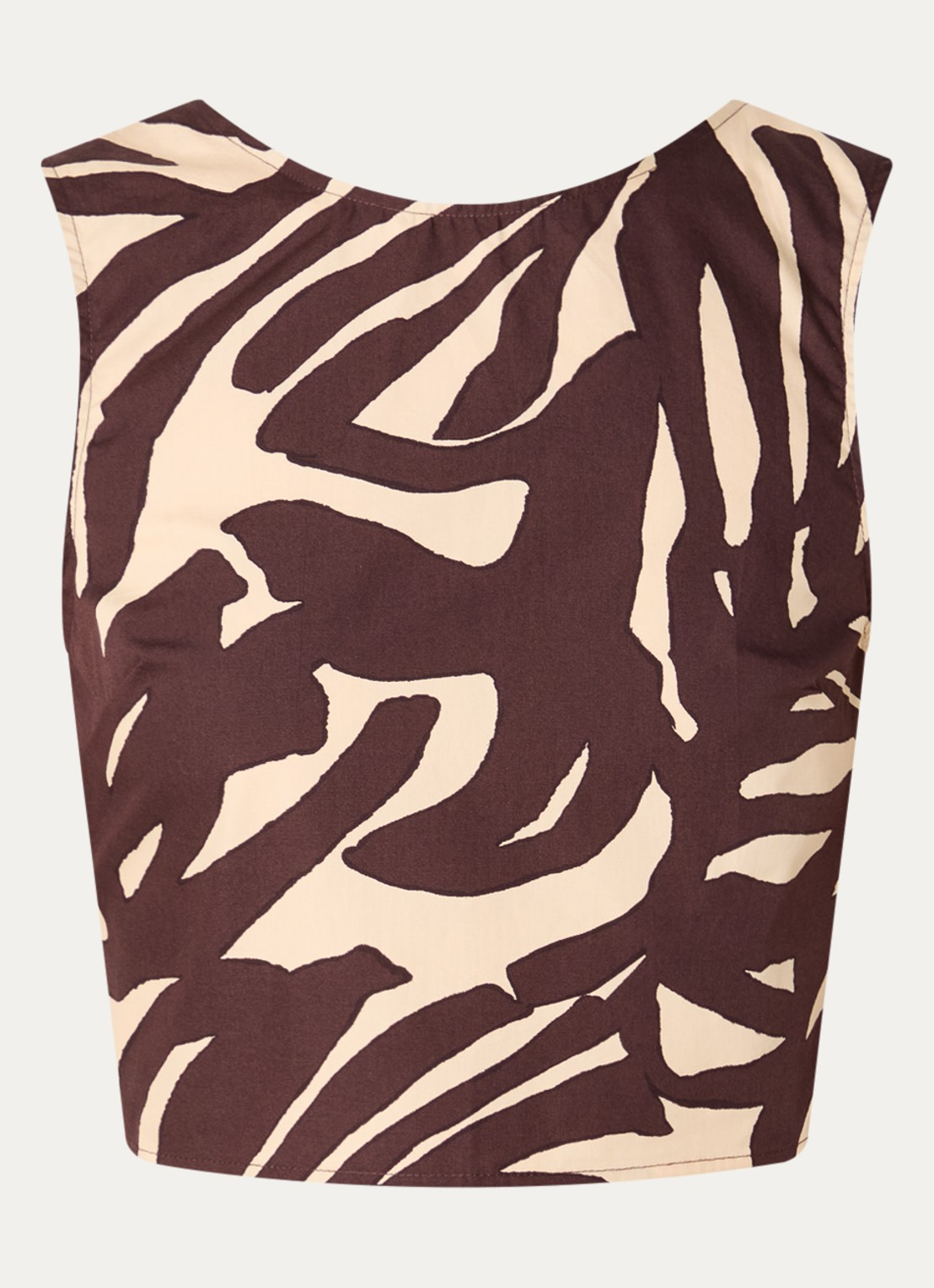 Benetton Cropped mouwloze top met print en gestrikt detail - voorkant 3 bruin
