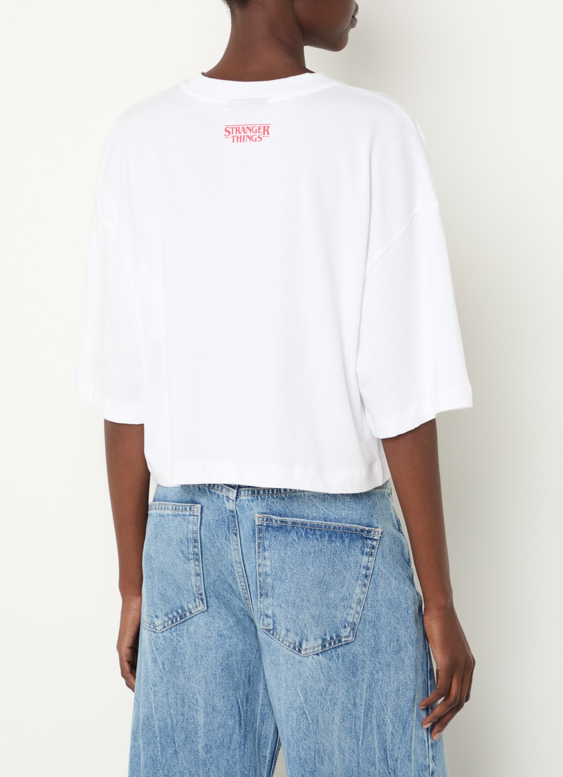 Benetton Cropped T-shirt met logo- en backprint - achterkant 2 wit