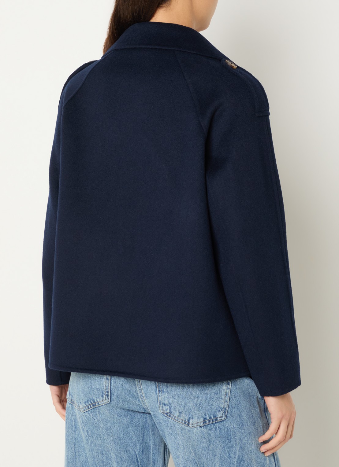 Benetton Double-breasted mantel met kraag - achterkant 3 donkerblauw