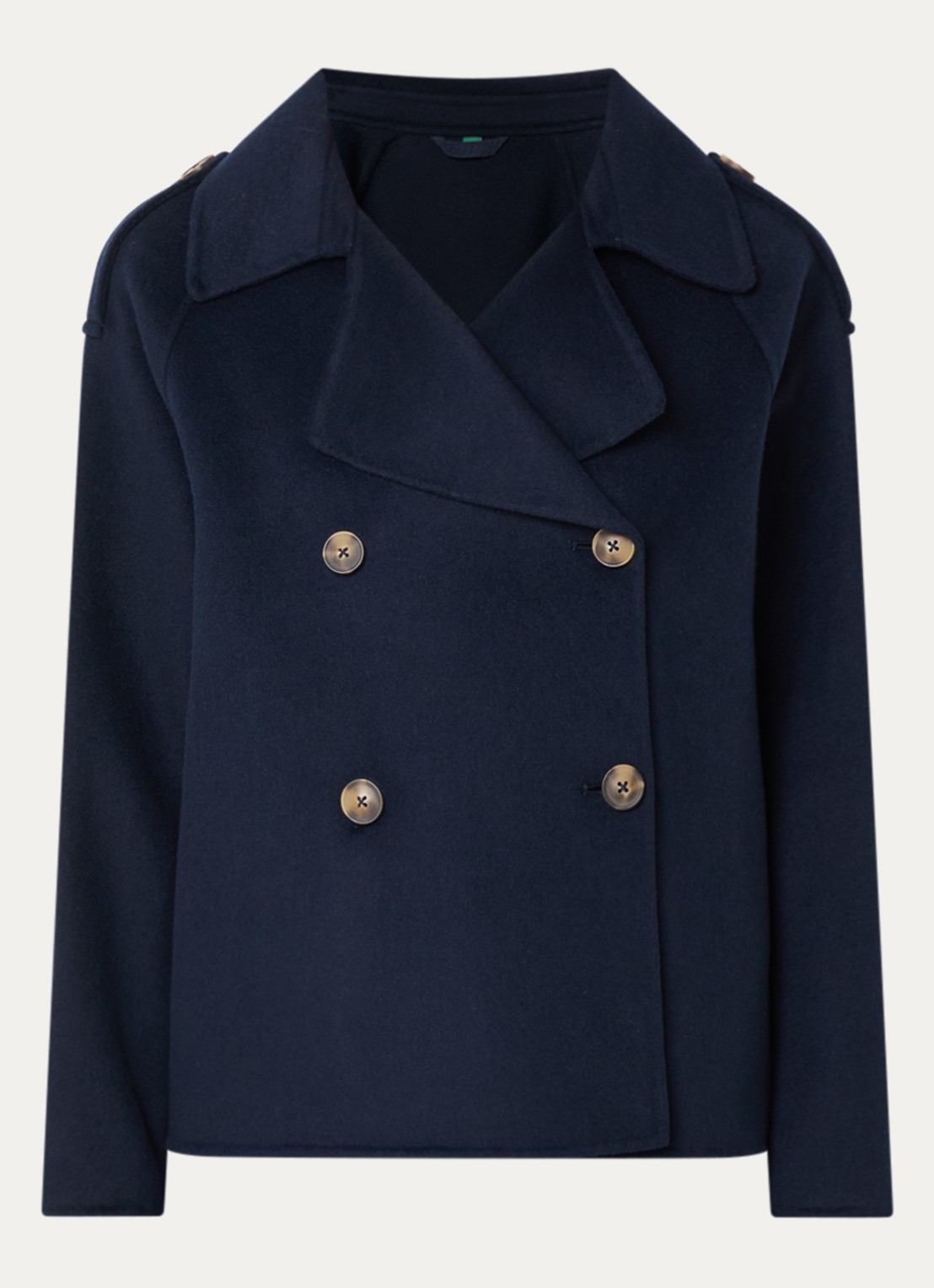 Benetton Double-breasted mantel met kraag - voorkant donkerblauw
