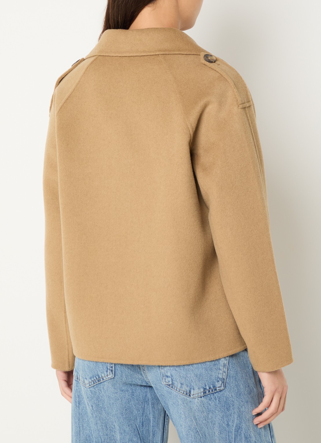 Benetton Double-breasted mantel met kraag - achterkant 3 camel