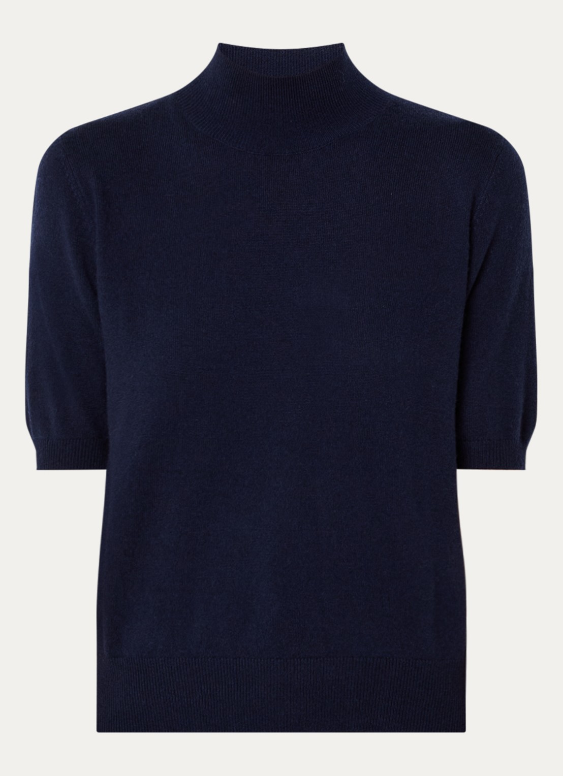 Benetton Fijngebreid T-shirt in kasjmierblend met ronde hals - voorkant 2 donkerblauw