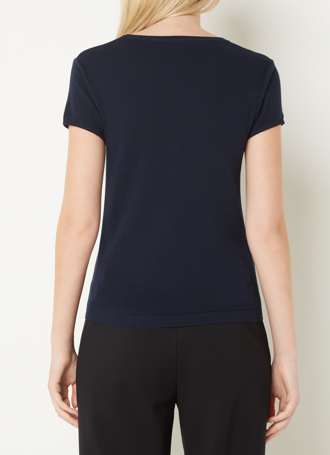 Benetton Fijngebreid T-shirt met ronde hals - achterkant 2 donkerblauw