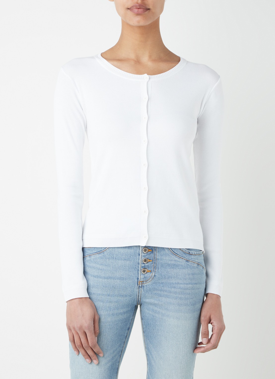 Benetton Fijngebreid vest met ronde hals - detail 8 gebroken wit