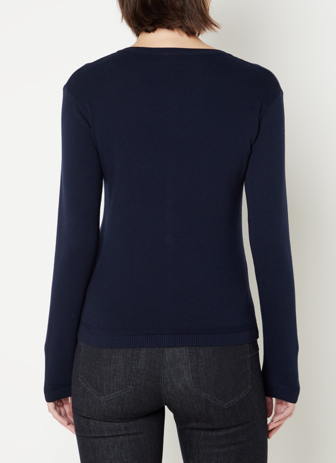 Benetton Fijngebreid vest met ronde hals - achterkant blauw