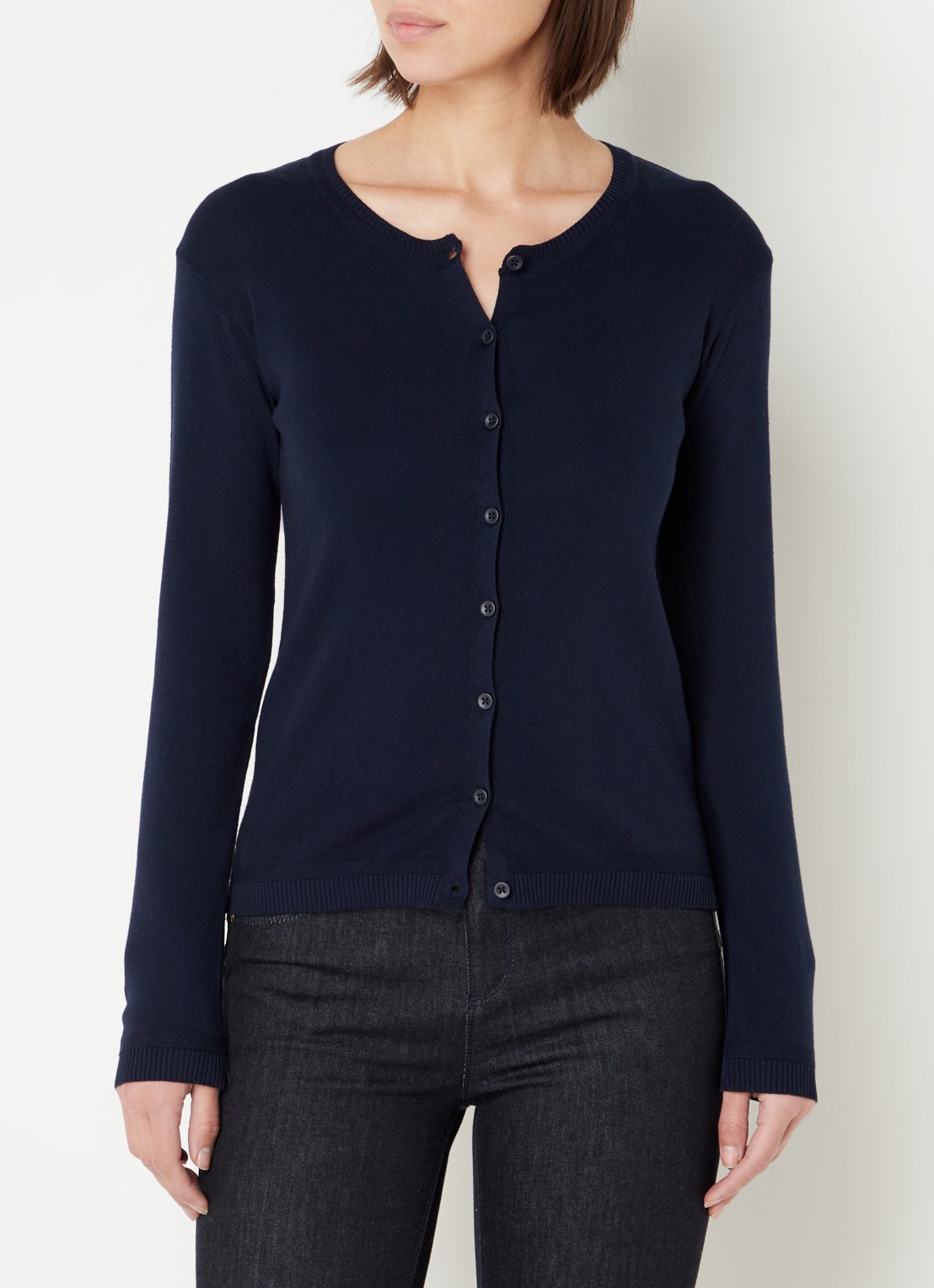 Benetton Fijngebreid vest met ronde hals - detail 2 blauw