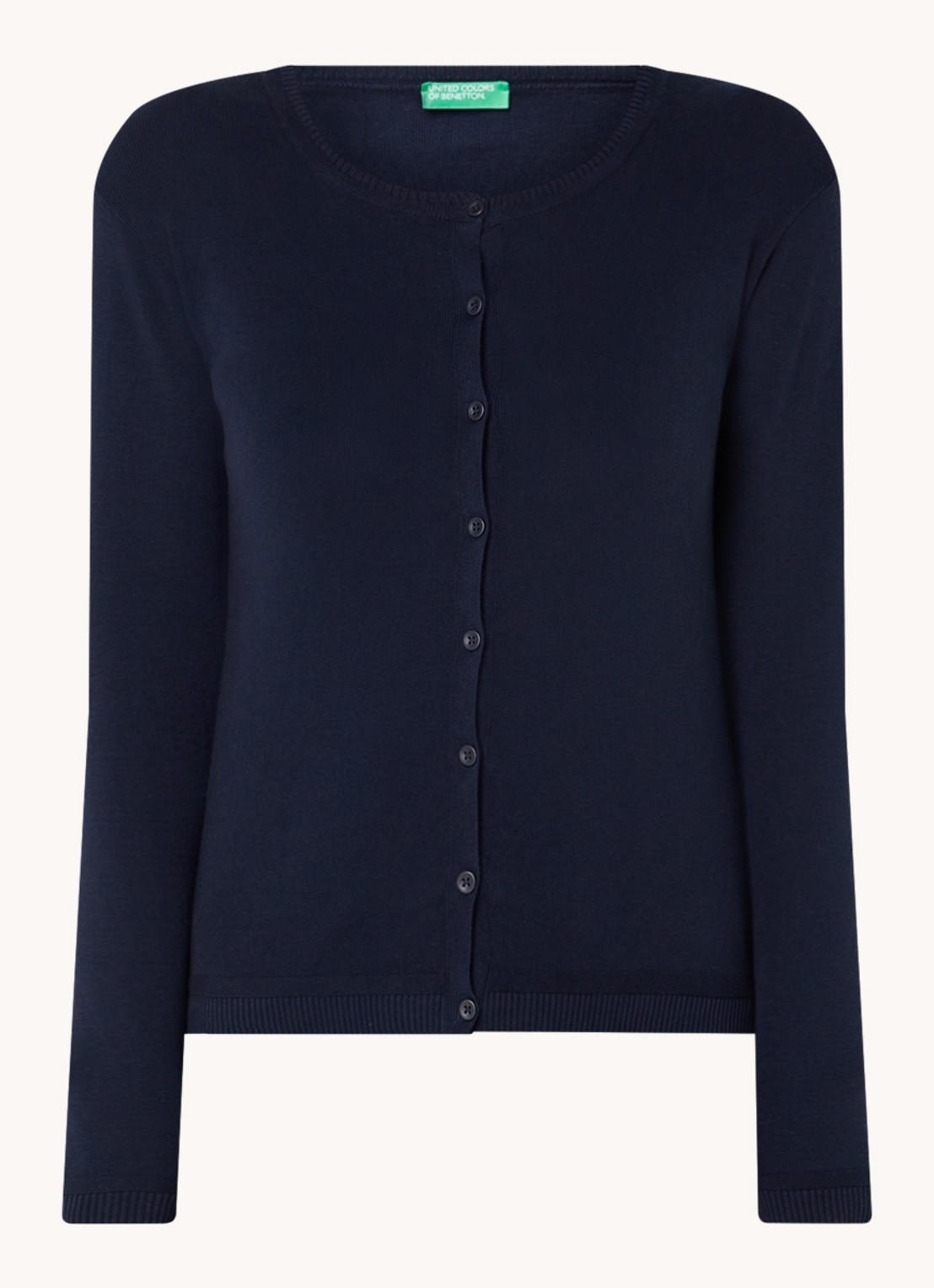 Benetton Fijngebreid vest met ronde hals - voorkant 3 blauw