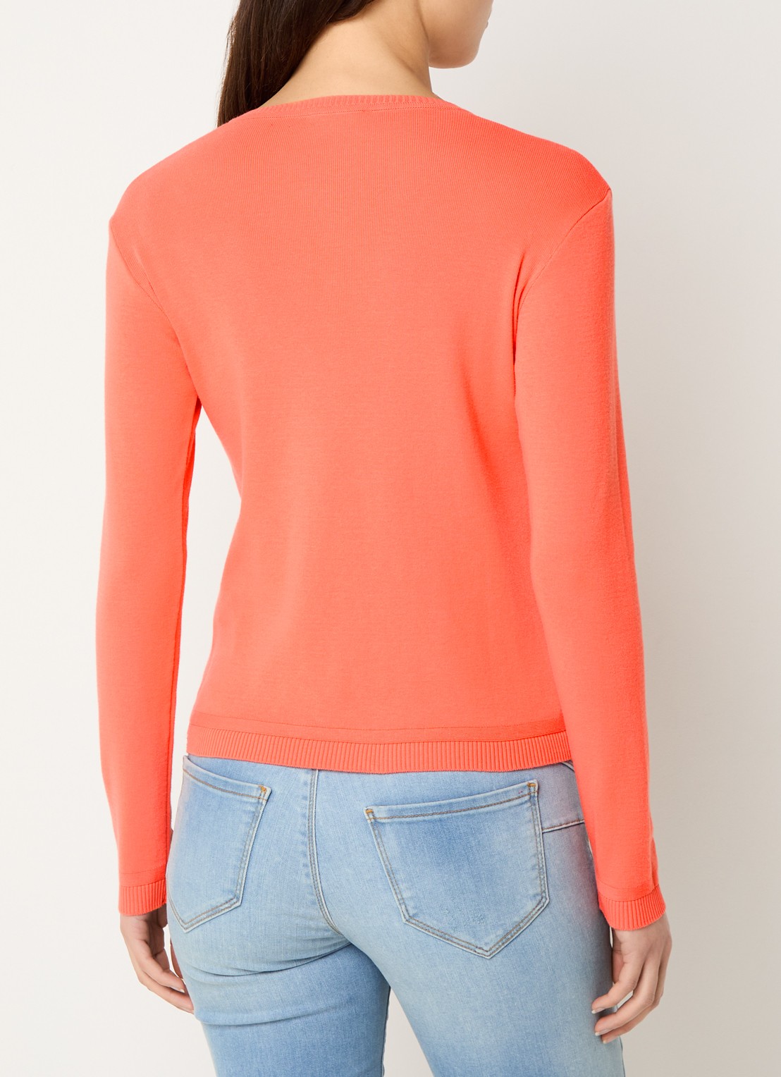 Benetton Fijngebreid vest met ronde hals - achterkant oranje