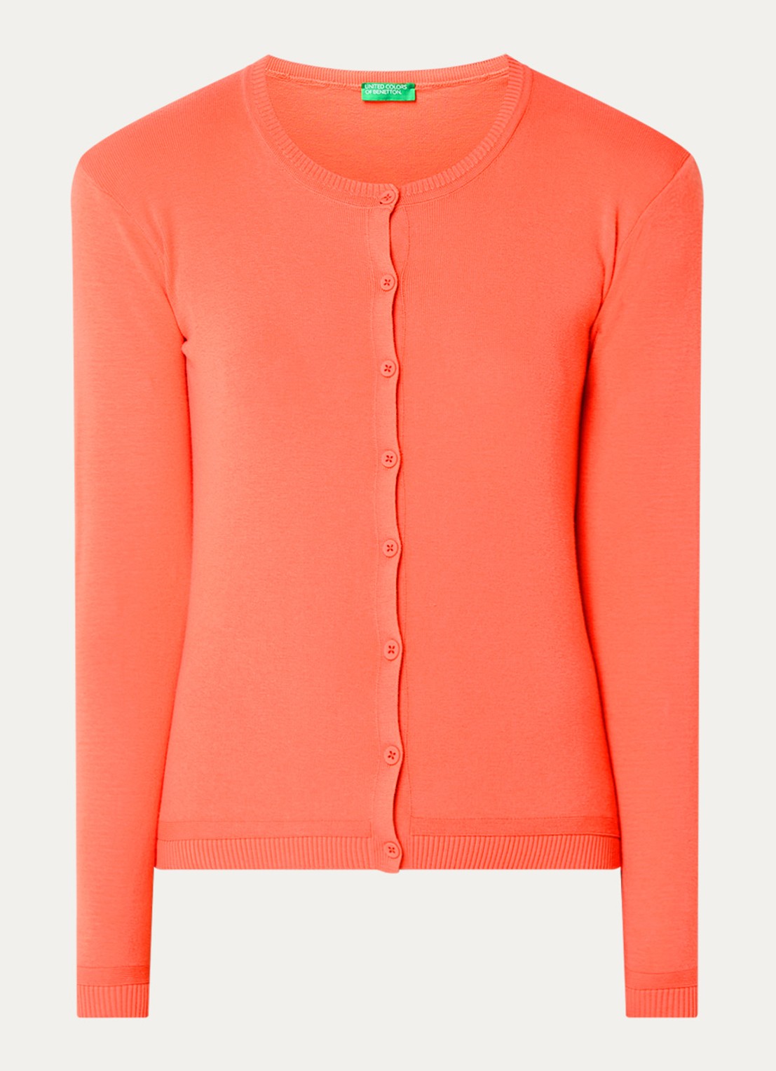 Benetton Fijngebreid vest met ronde hals - voorkant 2 oranje