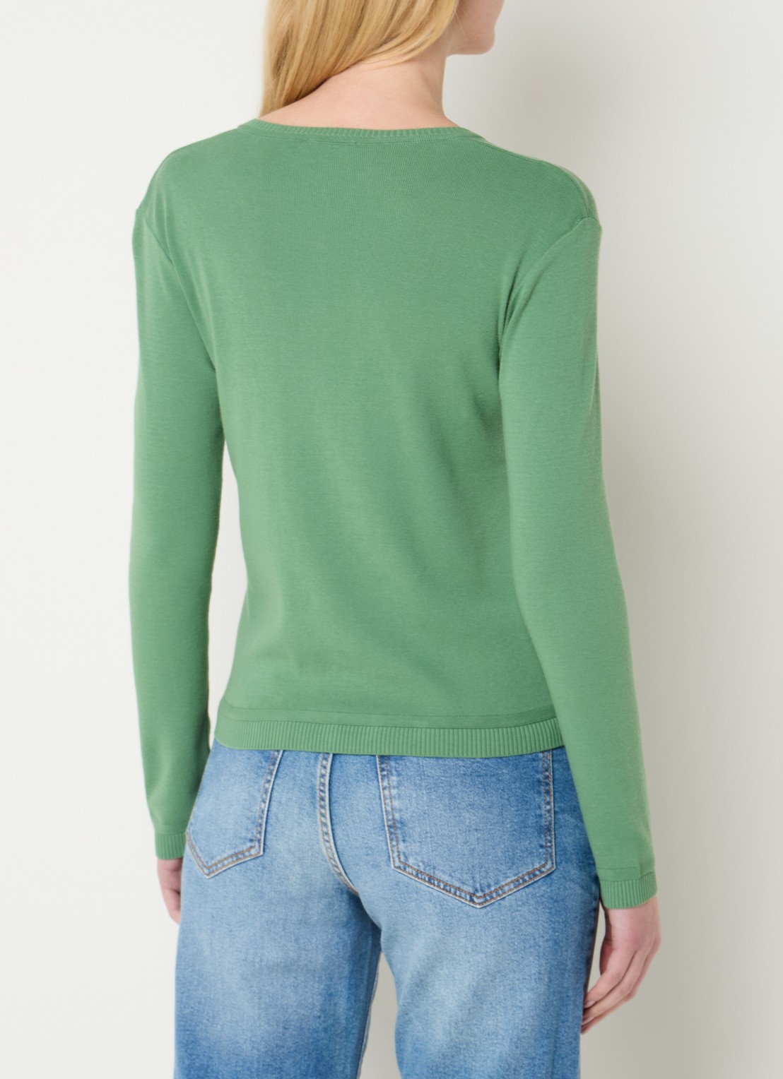 Benetton Fijngebreid vest met ronde hals - achterkant 2 olijfgroen