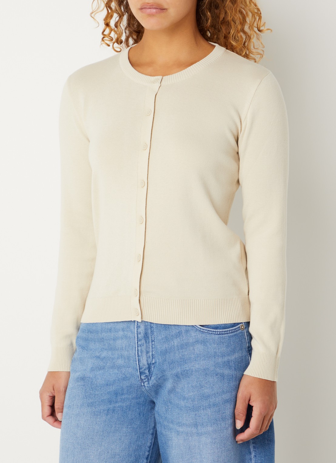 Benetton Fijngebreid vest met ronde hals - detail 2 zand